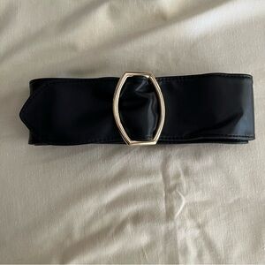 Vince Camuto Black Belt with Gold Buckle